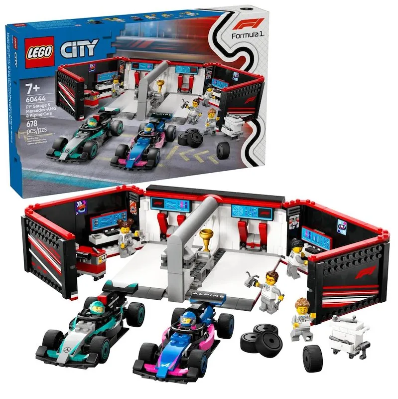 Lego City Garage con monoposto Mercedes-AMG e Alpine F1 60444