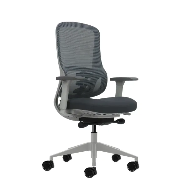 Sedia da ufficio ergonomica Oqonos Cherg 023 con meccanismo autobilanciante braccioli 4D sedile scorrevole e ruote in silicone - Grigio