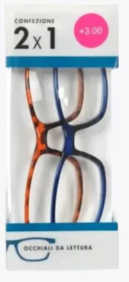 Living Set 2 Occhiali da Vista Rettangolari PR14-B +300 Blu/Multicolore