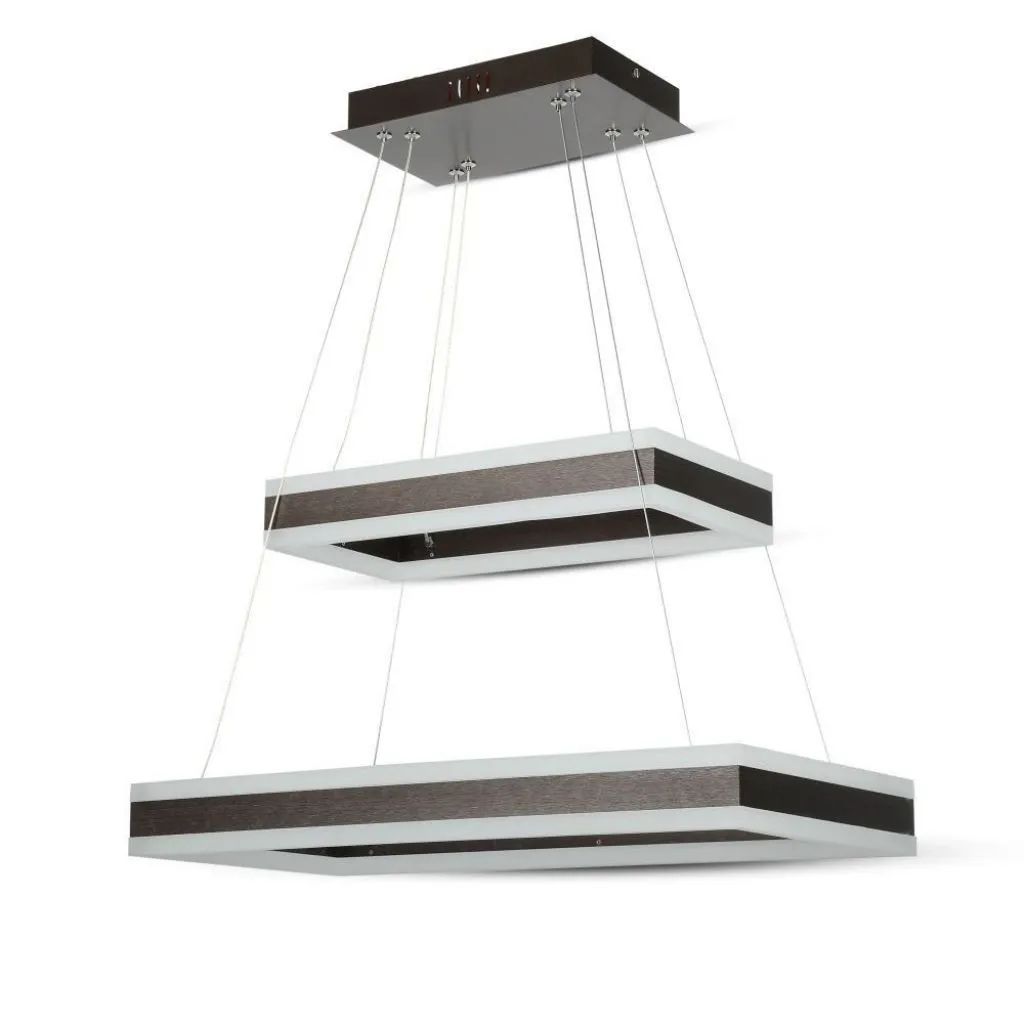 V-TAC Lampadario LED a Sospensione con 2 Rettangoli 115W in Metallo Colore Caffè 3000K Triac Dimmerabile