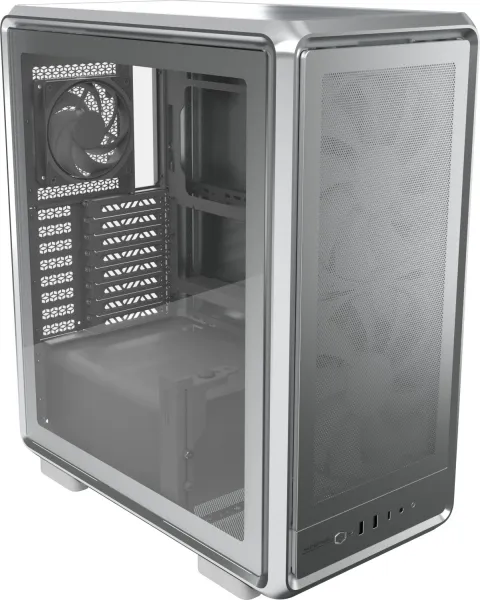 Cooler Master Masterframe 500 E-ATX Tower Case - Finestra laterale - Pannelli intercambiabili - Due ventole anteriori da 200 mm - Griglia in rete metallica - 654x580x376 mm - Argento