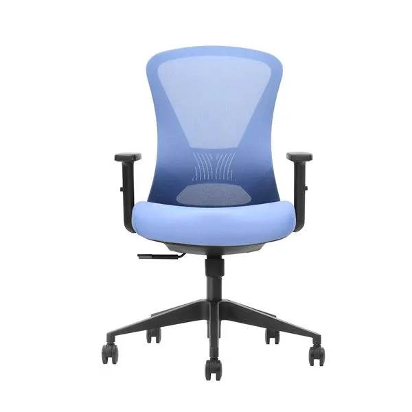 Sedia da ufficio Cromad Senior SE1700 - Altezza regolabile con pistone a gas di grado 4 - Supporto lombare regolabile - Seduta in schiuma - Ruote in nylon girevoli a 360° - Blu