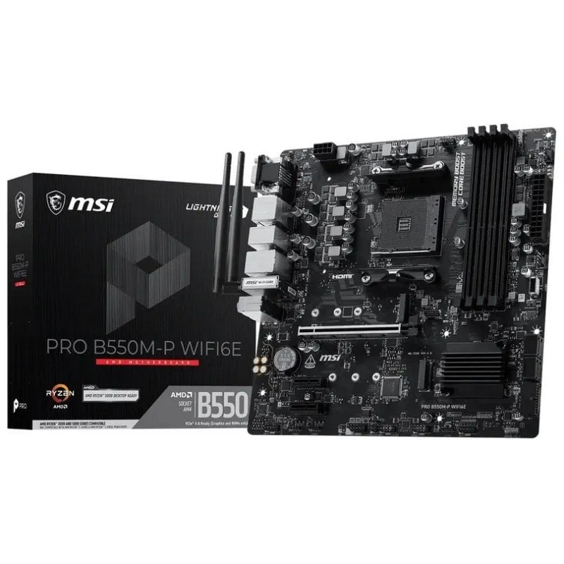 Mb Msi Pro B550M-P Wifi6 Am4 4D4 4Sata 2M2 3Pcie D-Sub/Hdmi/Dp Matx