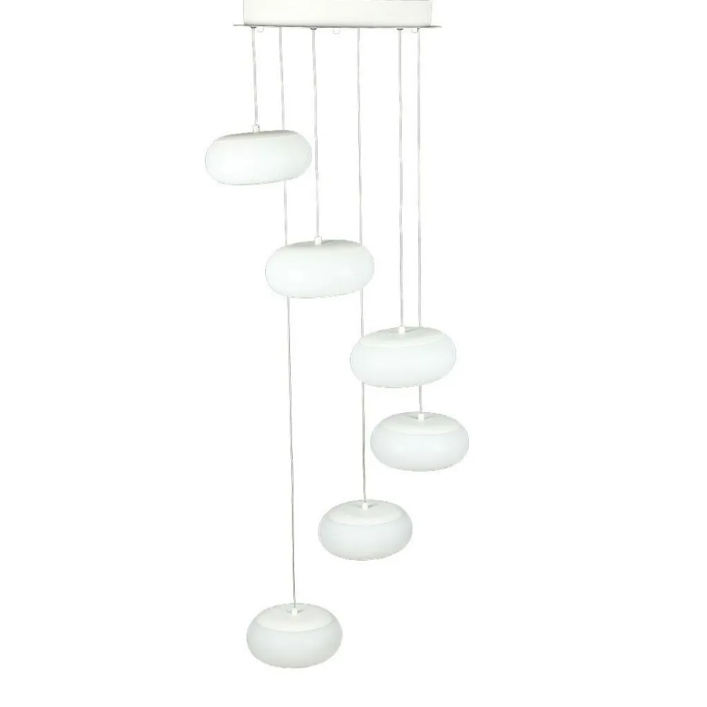V-TAC Lampadario LED a Sospensione Composto da 6 Tondi 72W in Metallo Colore Bianco 3000K Triac Dimmerabile