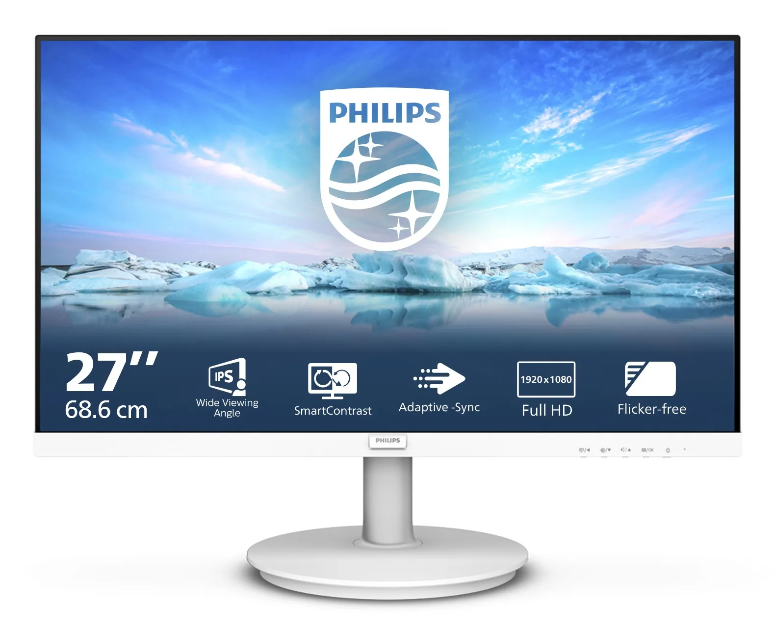 Philips Monitor 27 Led Ips 16:9 Fhd 4Ms 250 Cdm Vga/Hdmi Multimediale Bianco