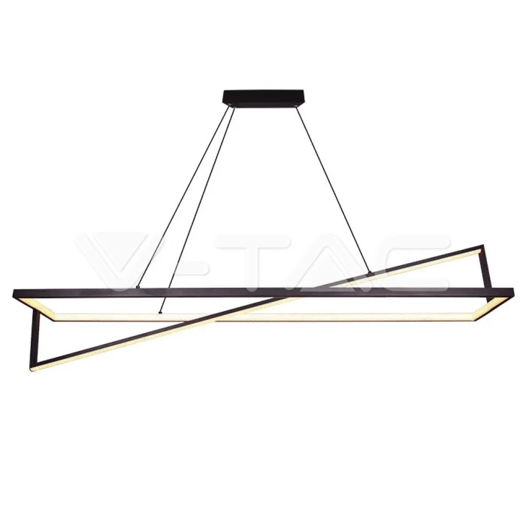 V-TAC Lampadario LED a Sospensione con 2 Rettangoli 45W in Metallo Colore Nero 114*22*150cm 3000K Triac Dimmerabile