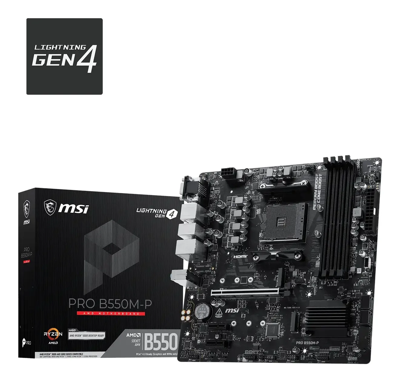 Mb Msi Pro B550M-P Am4 4D4 2M.2 4S3 3Pcie 7Usb3 6Usb D-Sub/Hdmi/Dp Matx