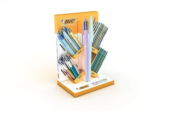 Espositore Bic con 12 penne (4 colori pastello) 12 penne (4 colori brillanti) 40 penne Pastel Crystal e 40 penne Glace Crystal - Inchiostro a base d'olio - Colori assortiti