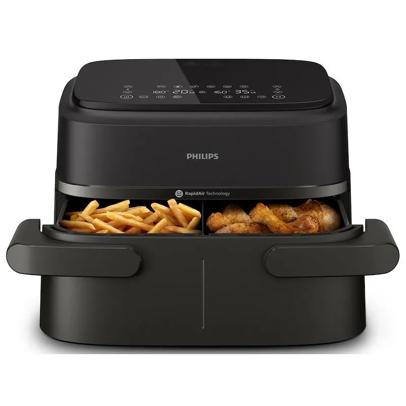 Philips Friggitrice ad aria Airfryer Serie 1000 Doppio Cestello 7.1l Na150/00 Nero