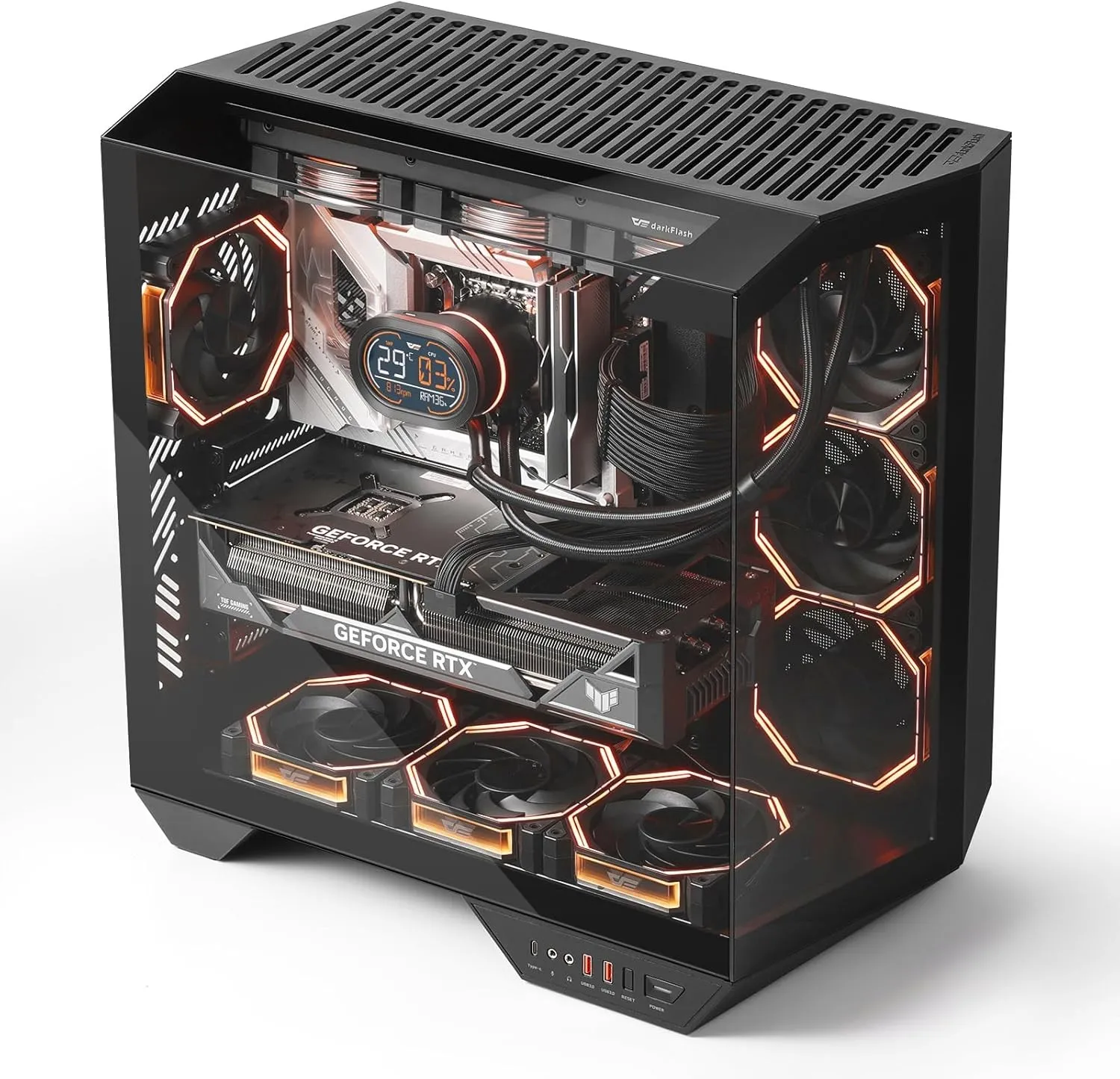 Darkflash Dy470 Pc Case Atx/Micro-Atx/Mini-Itx Motherboard Support 4 Argb Fans 240/280/360Mm