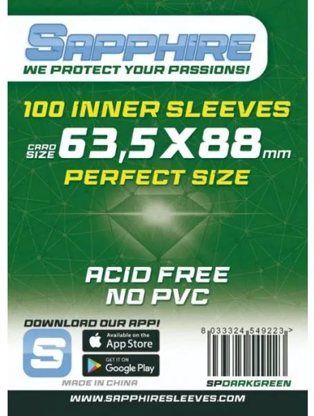 Sapphire Bustine Protettive 63.5x88mm Perfect Green 100pz Cabp0029