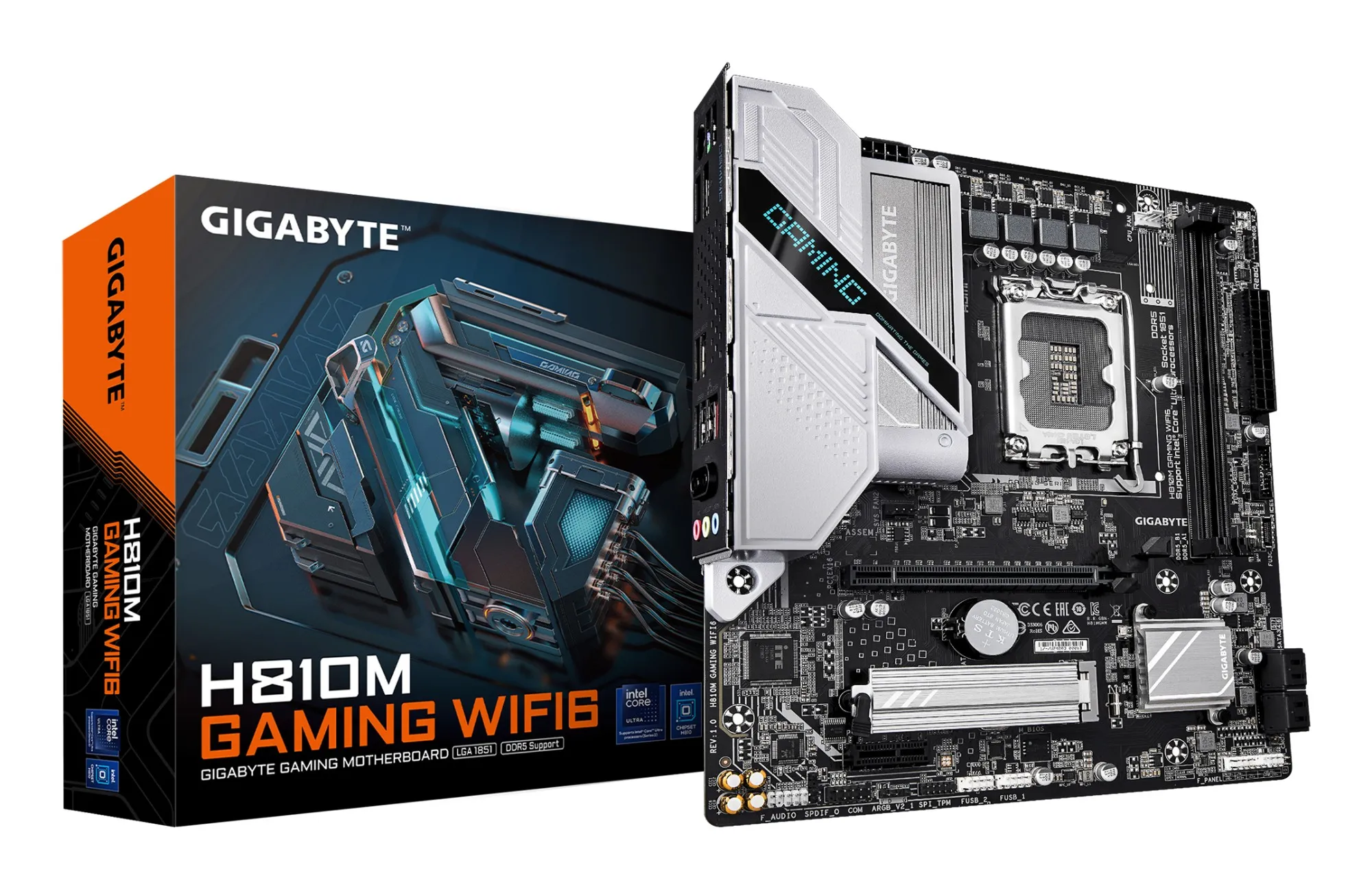 GIGABYTE H810M GAMING WIFI6 Scheda madre - CPU Intel Core Ultra (Serie 2) VRM a 4+1+2 fasi fino a 6400 MHz DDR5 1xPCIe 4.0 M.2 LAN 2.5GbE WIFI 6 USB 3.2 Gen 1