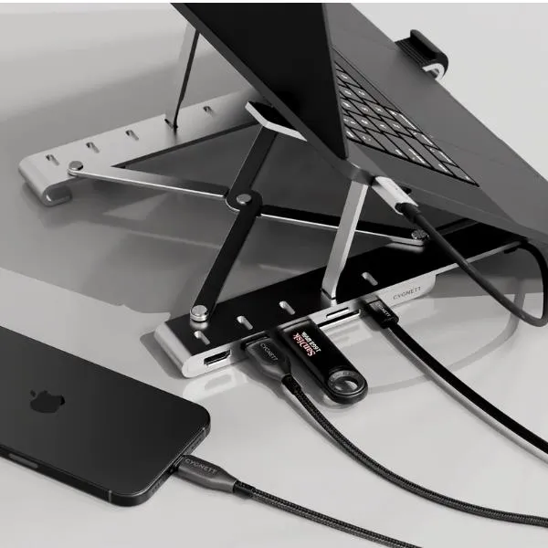 Cygnett Unite 7in1 Hub With Folding Laptop Riser - Single Hdmi CY5405CYHUB