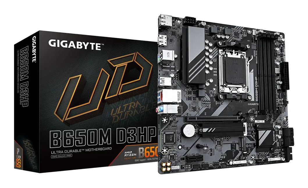 GIGABYTE B650M D3HP Scheda madre - AMD Ryzen serie 9000 VRM a 5+2+2 fasi fino a 7600 MHz DDR5 (OC) 2xPCIe 4.0 M.2 LAN 25 GbE USB 3.2 Gen 1
