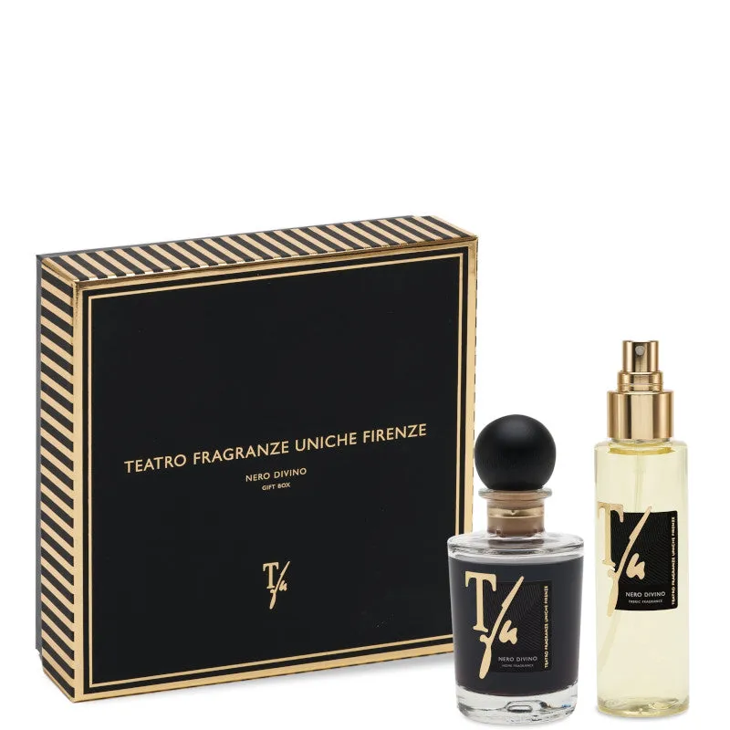 Teatro Fragranze Uniche Teatro Fragranze Uniche Nero Divino Confezione - 100 ML Diffusore con bastoncini + 100 ML Spray Tessuto