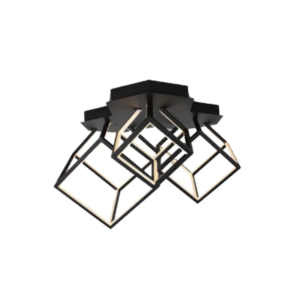 V-TAC Lampadario LED a 3 Cubi 46W con Montaggio a Plafone Colore Nero 3000K
