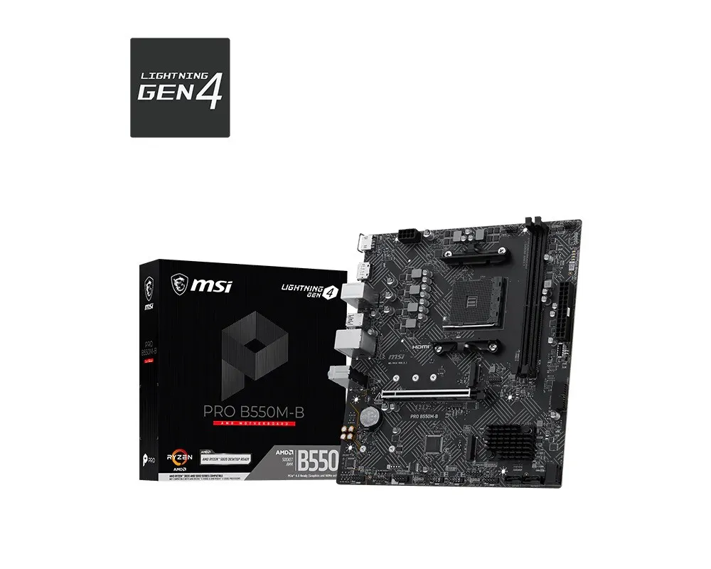 Msi Mb Amd B550 Am4 Pro B550M-B 2Ddr41Pci-Ex162M.24Sata37Usb 5G(6A+1C)6 Usb 2.0Hd AudioGb Lan