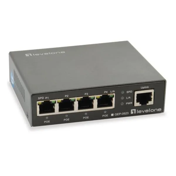 Level One GEP-0523 5-Port Gigabit POE Switch 802.3at/af POE GEP-0523