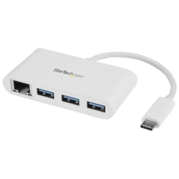 Startech Hub USB 3.0 A 3 Porte Con Gigabit Ethernet - Usb-C 3x Usb-A Perno E Concentratore USB Type-C Bianco HB30C3A1GEA