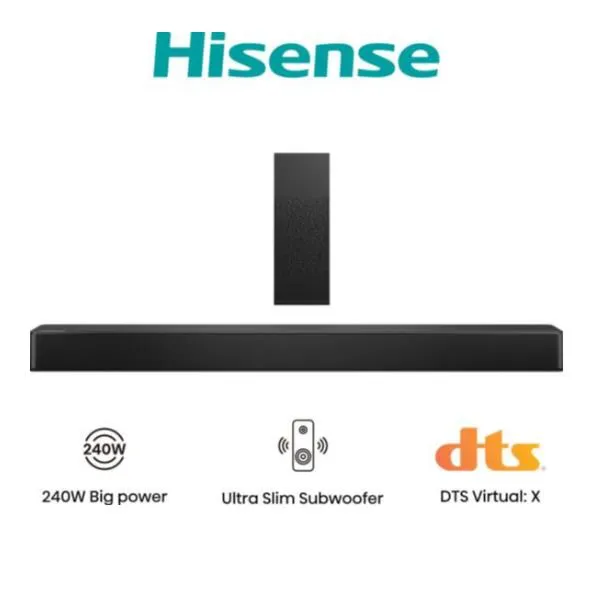 Hisense Soundbar HS2100 2.1 Dolby + Subwoofer Bluetooth 240W HS2100
