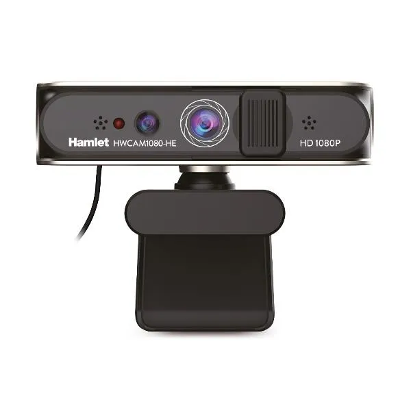 Hamlet Webcam USB 1080P A Colori E Infrarossi Con Riconoscimento Facciale Mic Privacy Cover Scorrevole. Compatibile Windows Hello. HWCAM1080-HE