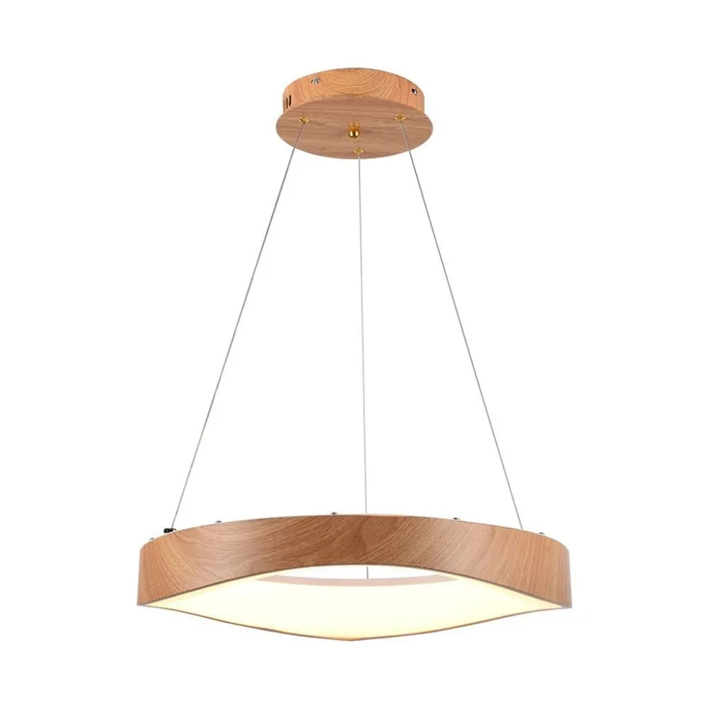 V-TAC Lampadario LED a Sospensione 25W dal Design Moderno Circolare Colore Legno D500xH1400mm 3000K