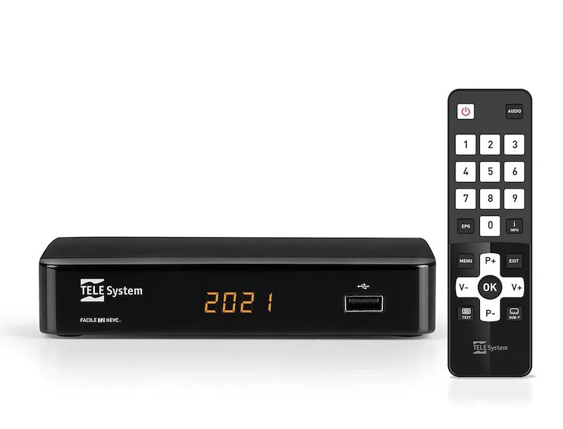 Telesystem Ts Facile Zapper T2 Hevc Display Tlc Tasti Grandi black
