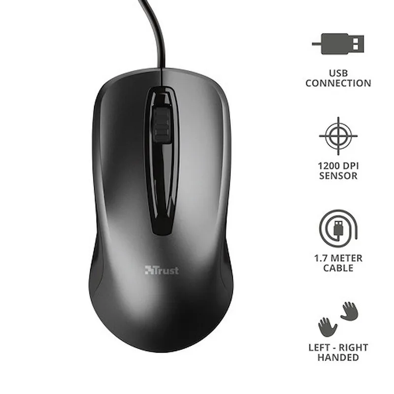 Trust mouse ottico a filo