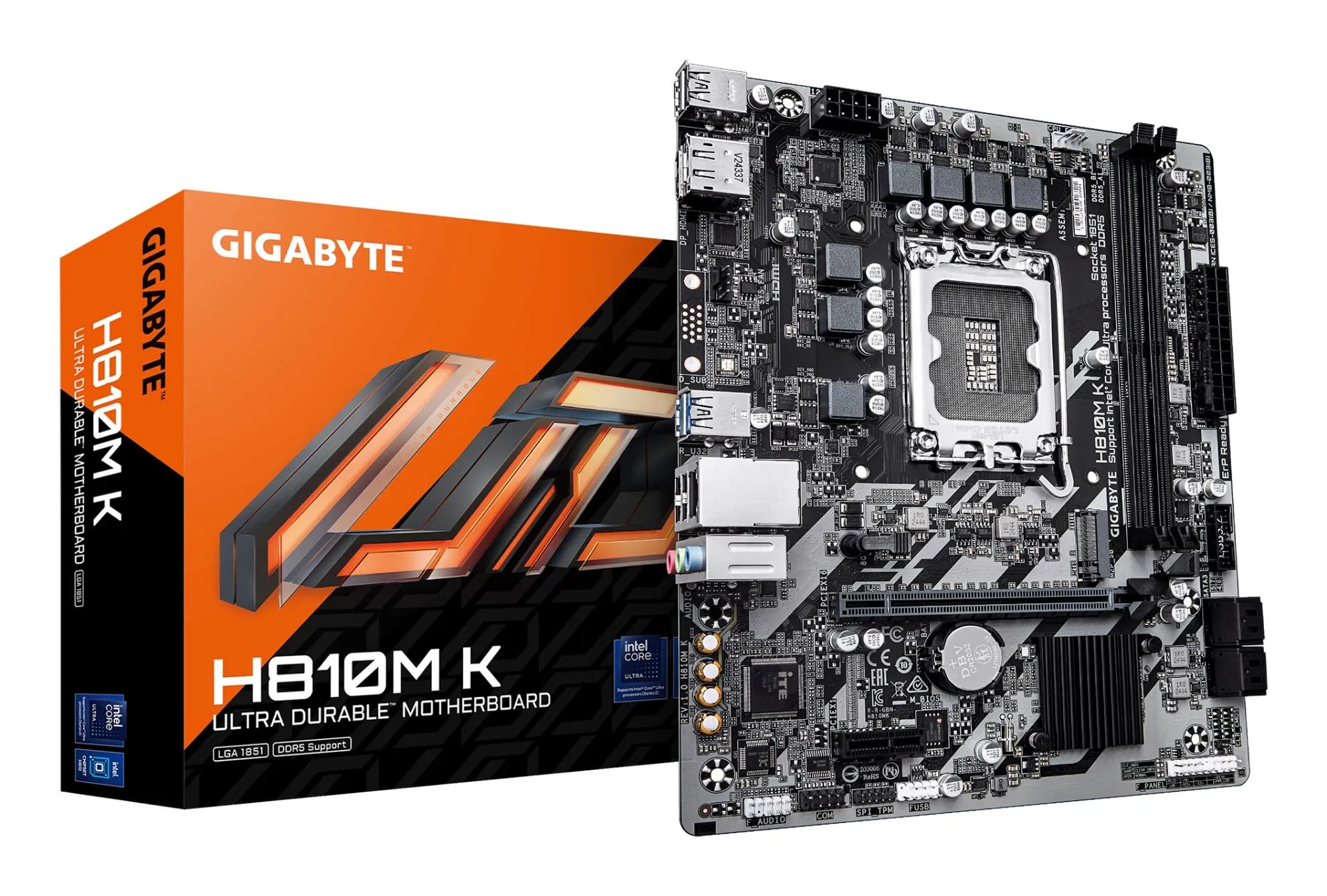 GIGABYTE H810M K Scheda Madre  CPU Intel Core Ultra (Serie 2) VRM a 3+1+2 fasi fino a 6400 MHz DDR5 1 x M.2 PCIe 4.0 LAN 1 GbE USB 3.2 Gen 1