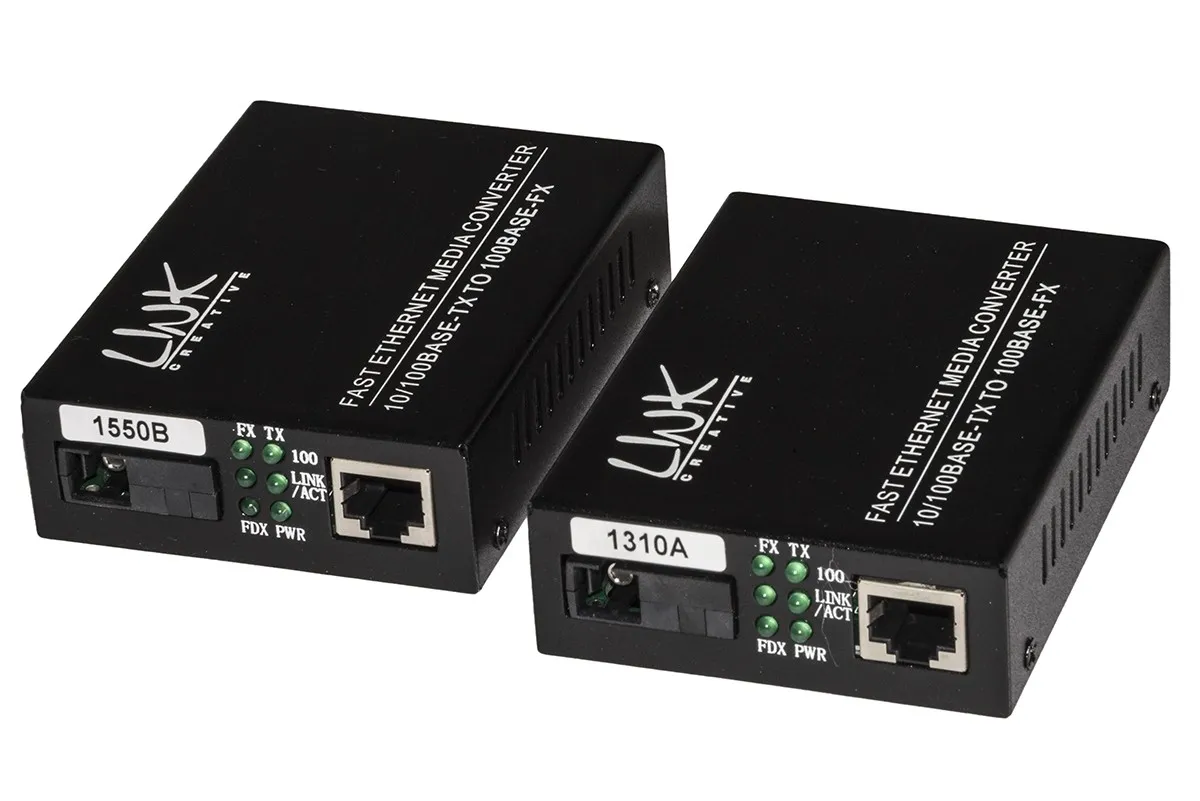 Coppia Media Converter 10/100Base-T A 100Base-Fx Singlemode Wdm Singola Fibra Bidirezionale 1310/1550Nm