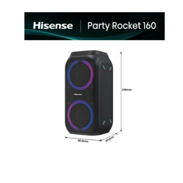 Hisense Party Speaker 160W Bluetooth IPX4 Tws Effetto Luci Karaoke Rocket 160