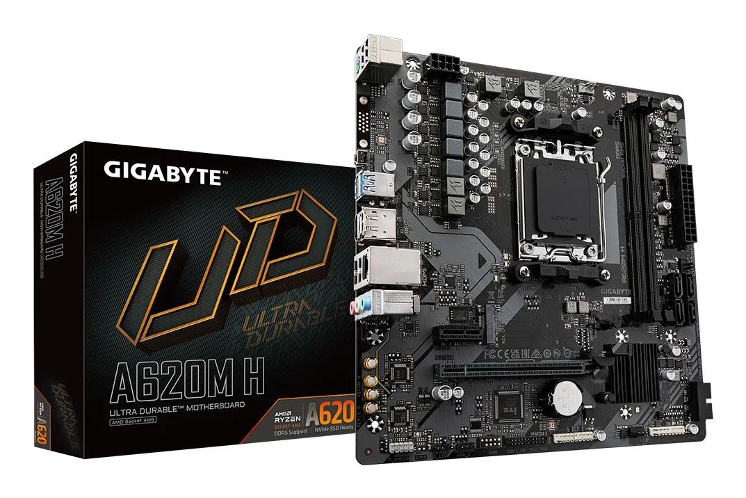 GIGABYTE A620M H Scheda madre - Supporta CPU AMD Ryzen 8000 VRM digitale 5+2+2 fasi fino a 7200MHz DDR5 (OC) 1xPCIe 4.0 M.2 GbE LAN USB 3.2 Gen 1