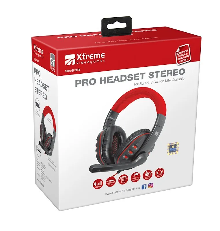X-treme Cuffia con microfono Switch Pro Headset Stereo 95638 Nero/Rosso