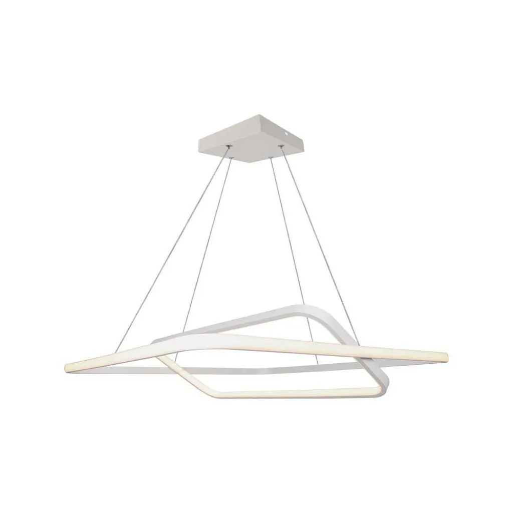 V-TAC Lampadario LED a Sospensione con 2 Rettangoli 50W in Metallo Colore Bianco 60*60*120cm 3000K Triac Dimmerabile