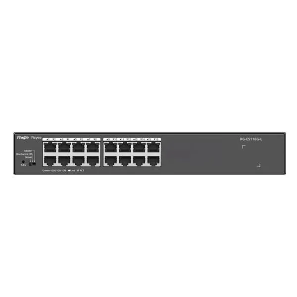 Ruijie Networks 16-PORT Gigabit Unmanaged Switch 16 RJ45 Ports Steel Case RG-ES116G-L