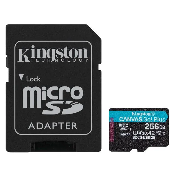Kingston 256GB Microsdxc Canvas Go Plus Gen4 200MB/s A2 U3 V30 Card + Adapter SDCG4/256GB