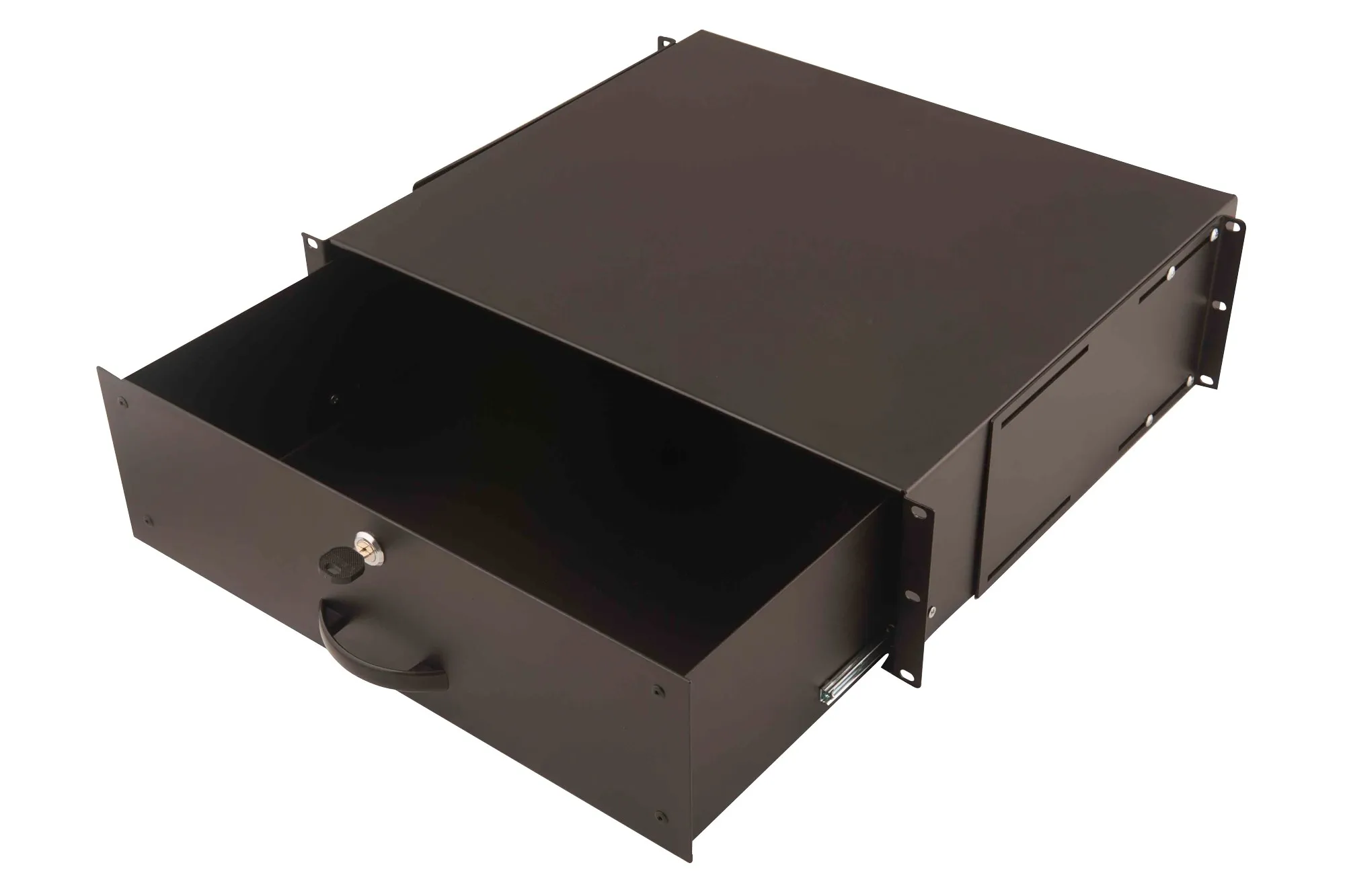 Cassetto Per Armadi Rack 19 Con Serratura 3 Unita' Colore Nero Ral9005-Dimensioni (L/P/A) Mm. 485X480X134