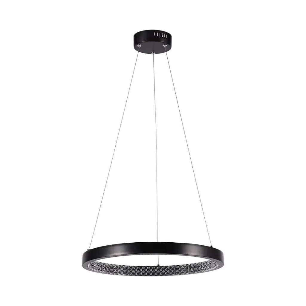 V-TAC Lampadario LED a Sospensione Circolare 19W in Metallo Colore Nero d: 40cm h: 108cm 3000K