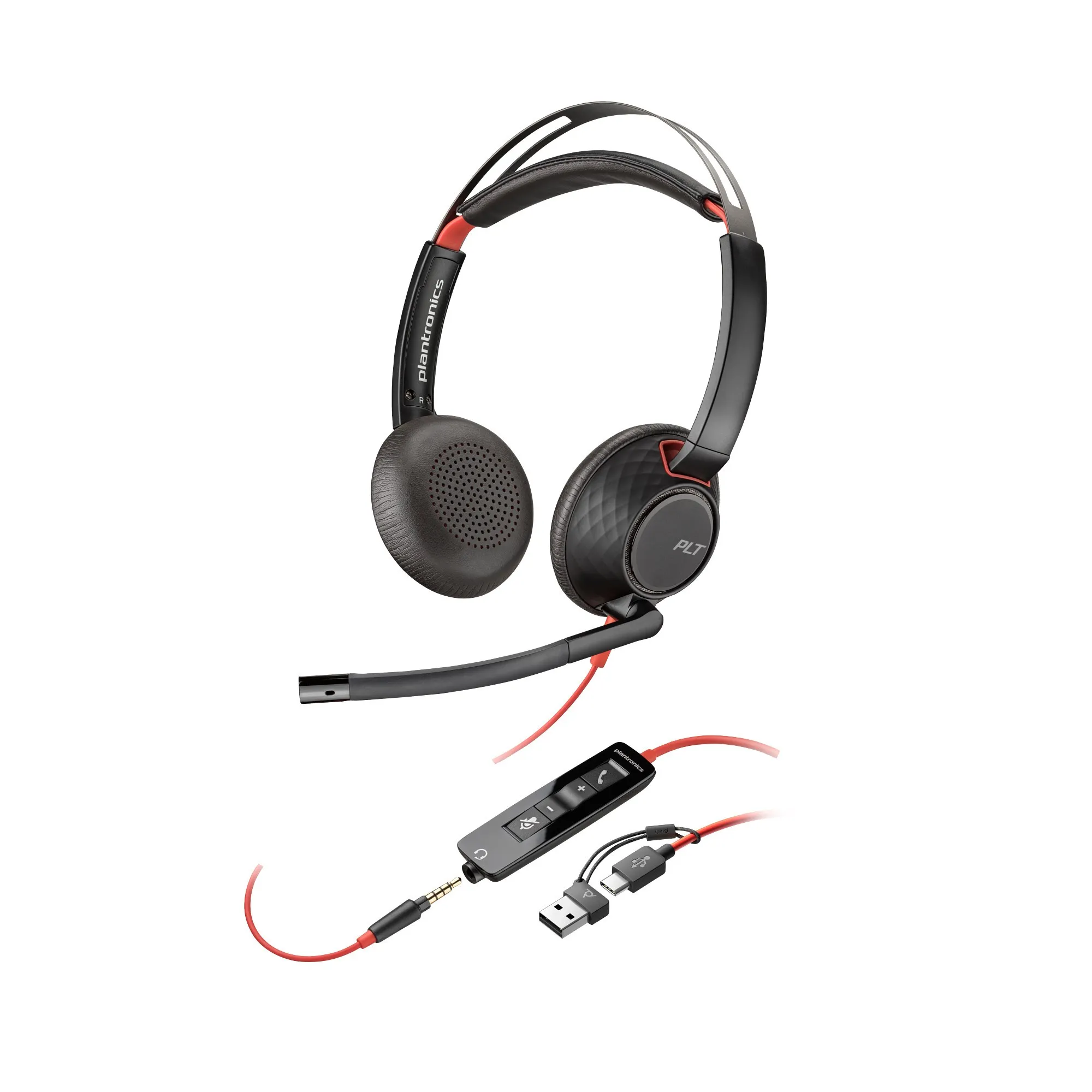 POLY Cuffie stereo Blackwire 5220 con connettore USB-C + spina da 35 mm + adattatore USB-C/A