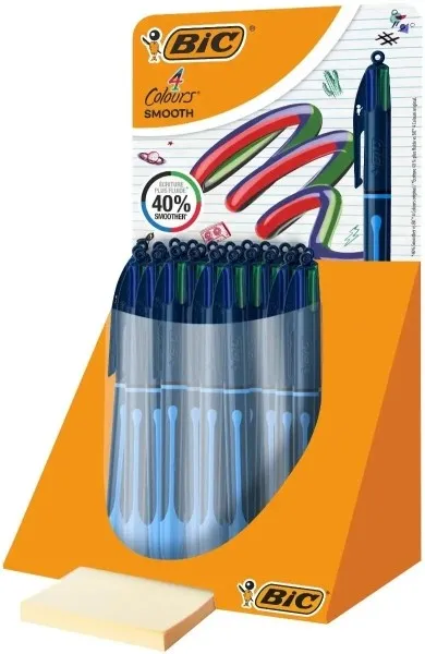 Confezione da 30 penne a sfera retrattili Bic Smooth Drop a 4 colori - Punta media da 10 mm - Scrittura più fluida del 40% - 4 colori