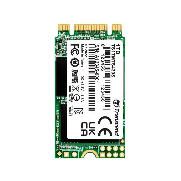 Transcend 1TB M.2 2242 SSD SATA3 B+m Key Tlc TS1TMTS430S