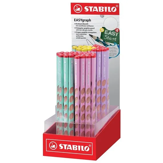Astuccio espositivo Stabilo Easygraph Pastel con 60 matite di grafite - Per destrimani e mancini - Mina HB da 315 mm - Design ergonomico - Colori assortiti