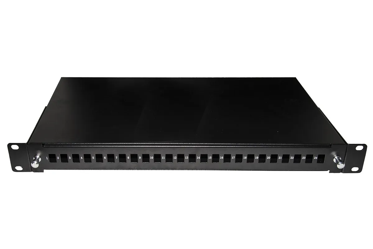 Cassetto Fibra Ottica 24 Porte Per Adattatori Lc Duplex E Sc Simplex 1 Unita Per Installazione 19 Nero Con Binari Telescopici