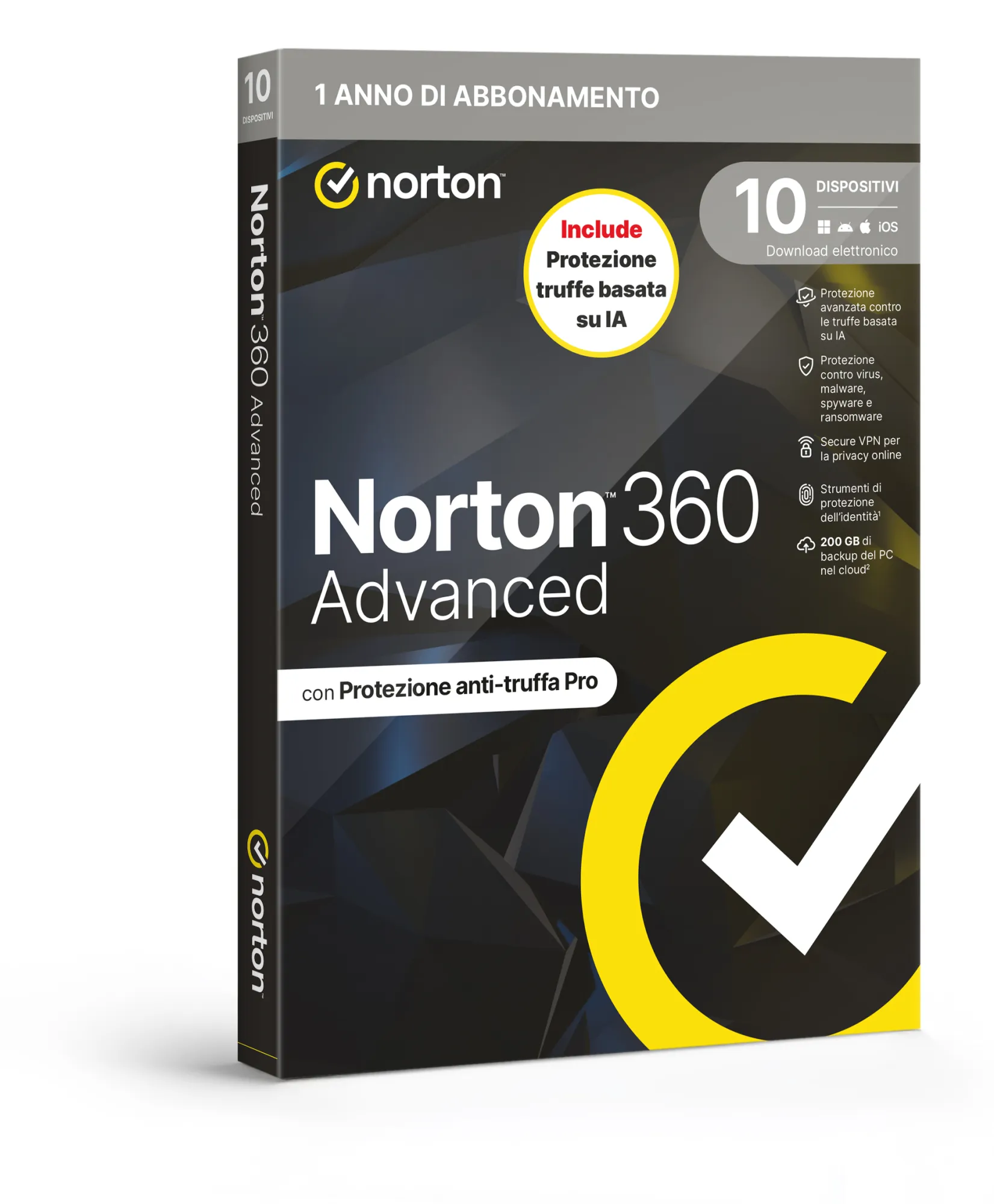 Norton 360 Advanced 2026 - Antitruffa- 10 Dispositivi 12 Mesi 200Gb - It Box