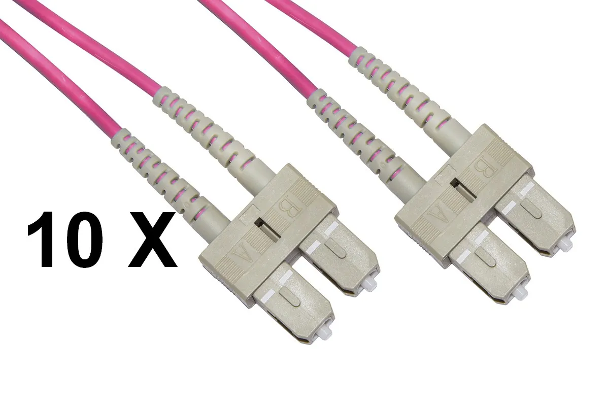 Cavo Fibra Ottica 1Mt Sc/Sc 10*Pz Multimodale Duplex Om4 50/125 Lsoh