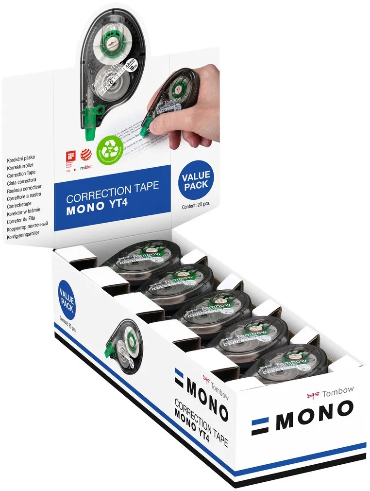 Tombow MONO YT4 20pcs nastro di correzione 10 m Bianco 20 pz