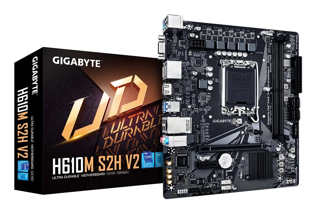 GIGABYTE H610M S2H V2 Scheda Madre - Supporta CPU Intel Core di 14a generazione 4+1+1 Fasi Ibride VRM Digitale fino a 5600MHz DDR5 1xPCIe 3.0 M.2 GbE LAN USB 3.2 Gen 1