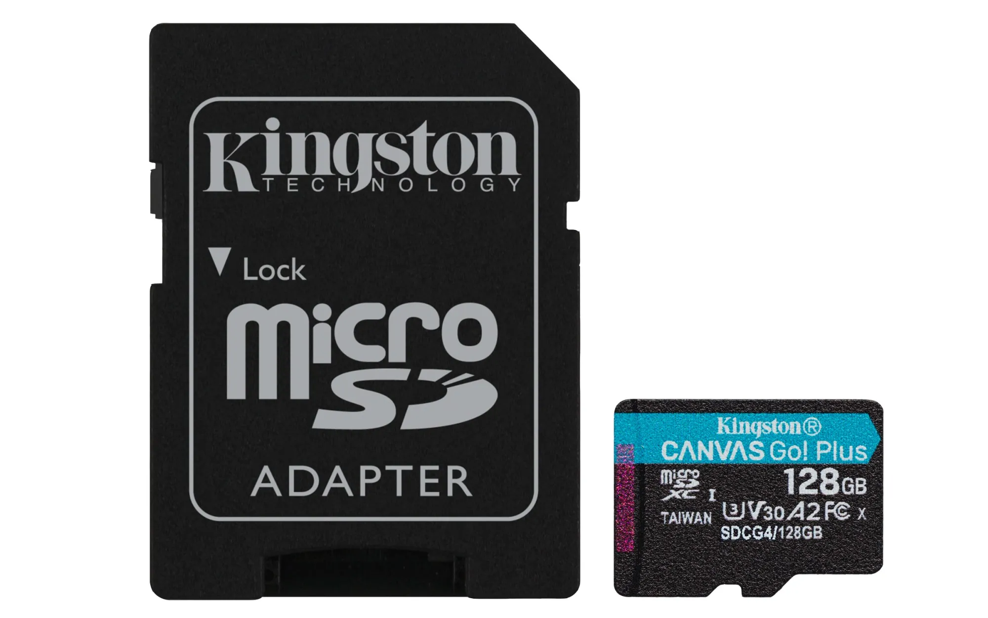 Kingston Technology Scheda microSDXC Canvas Go Plus Gen4 200MB/s A2 U3 V30 da 128 GB + adattatore
