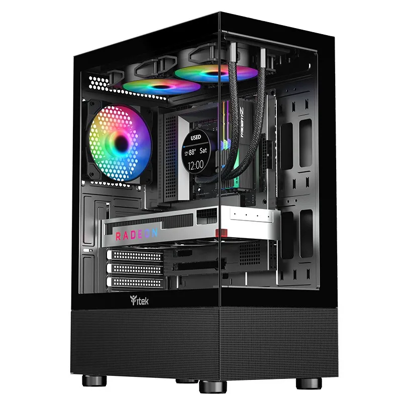 Itek Case Showbui 33B Gaming Tower Atx 12Cm Argb Fan Usb3 Side Front Panel Temp Glass