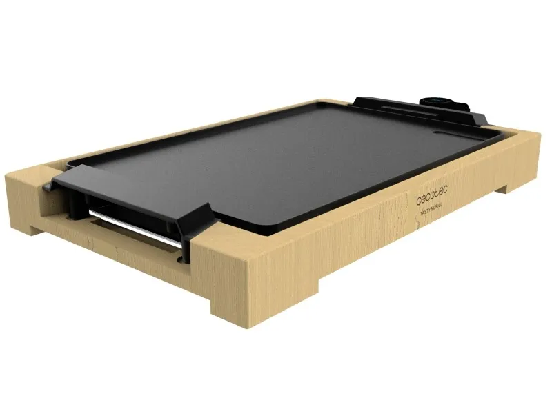 Piastra elettrica Cecotec Tasty and Grill 2000 in bambù - 2000W - Struttura in bambù - Antiaderente - Termostato regolabile - Lavabile in lavastoviglie - Include spatola - 375x245 cm - Colore legno chiaro
